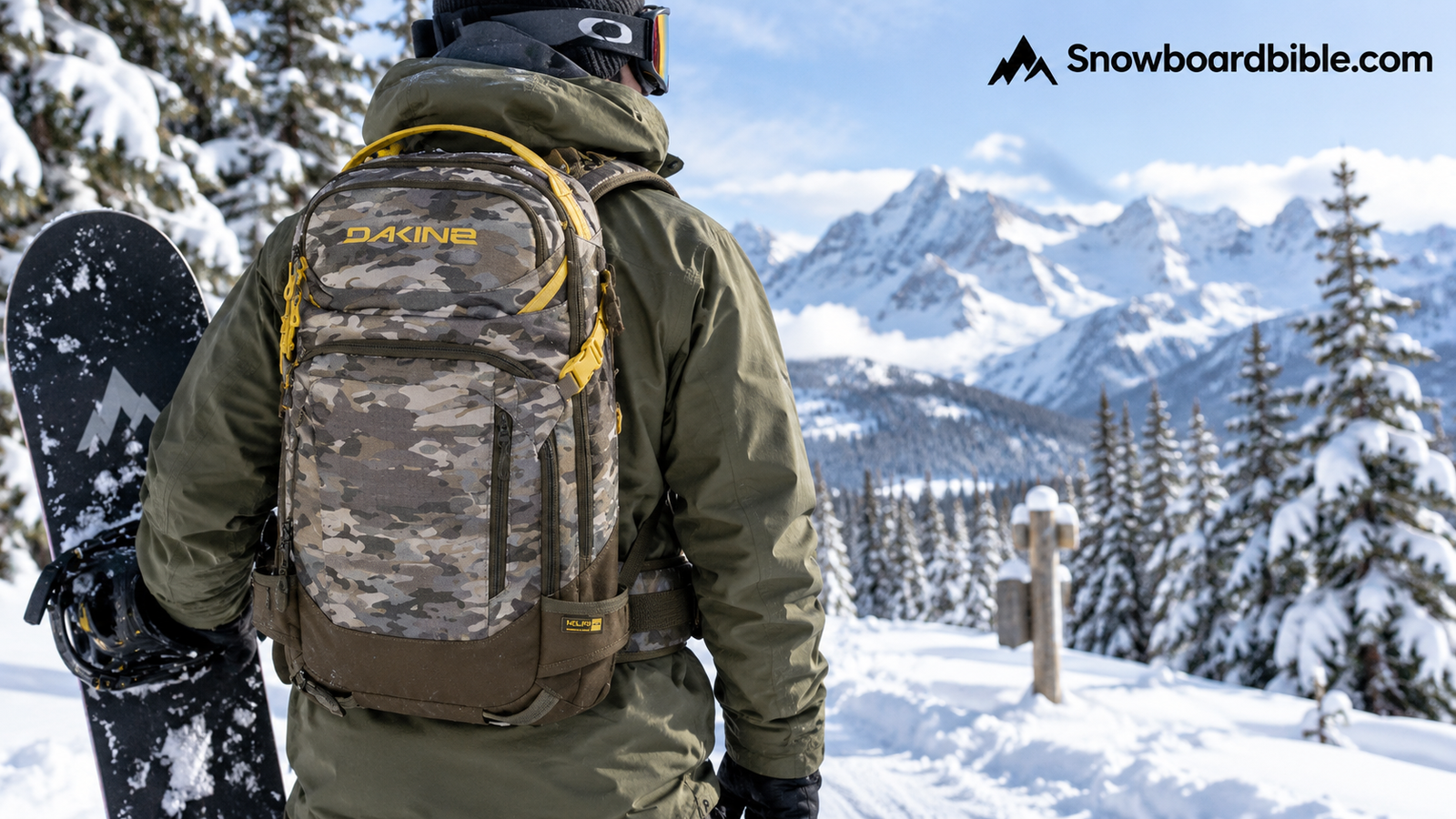 Dakine Heli Pro snowboard backpack ready for a day on the mountain